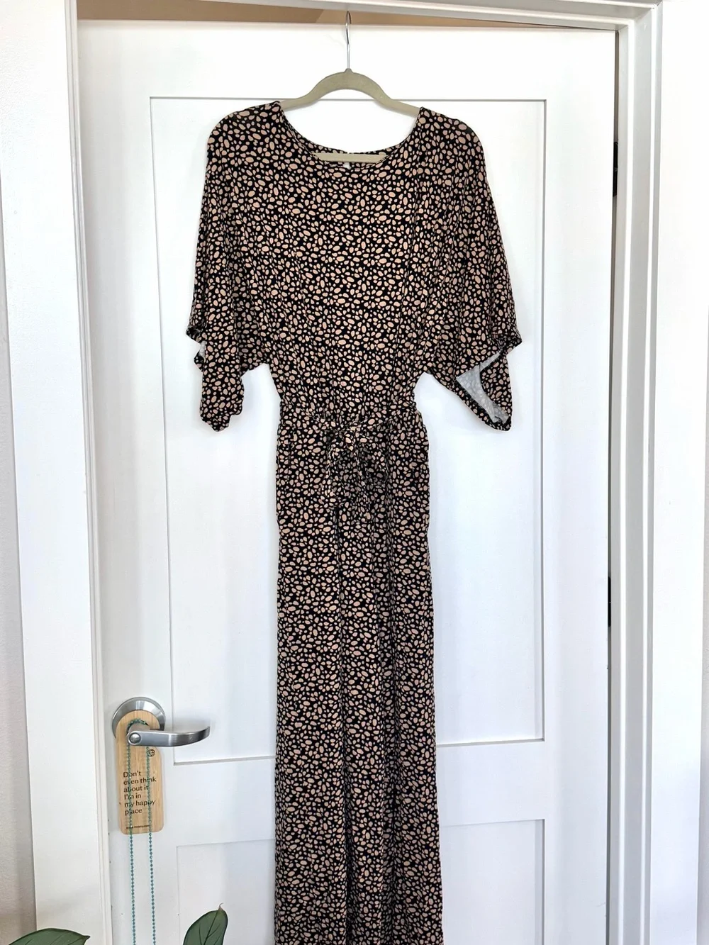 Garnet Hill Prato Blk/Beige Kimono Jumpsuit. Sz M. (See photos for actual print)